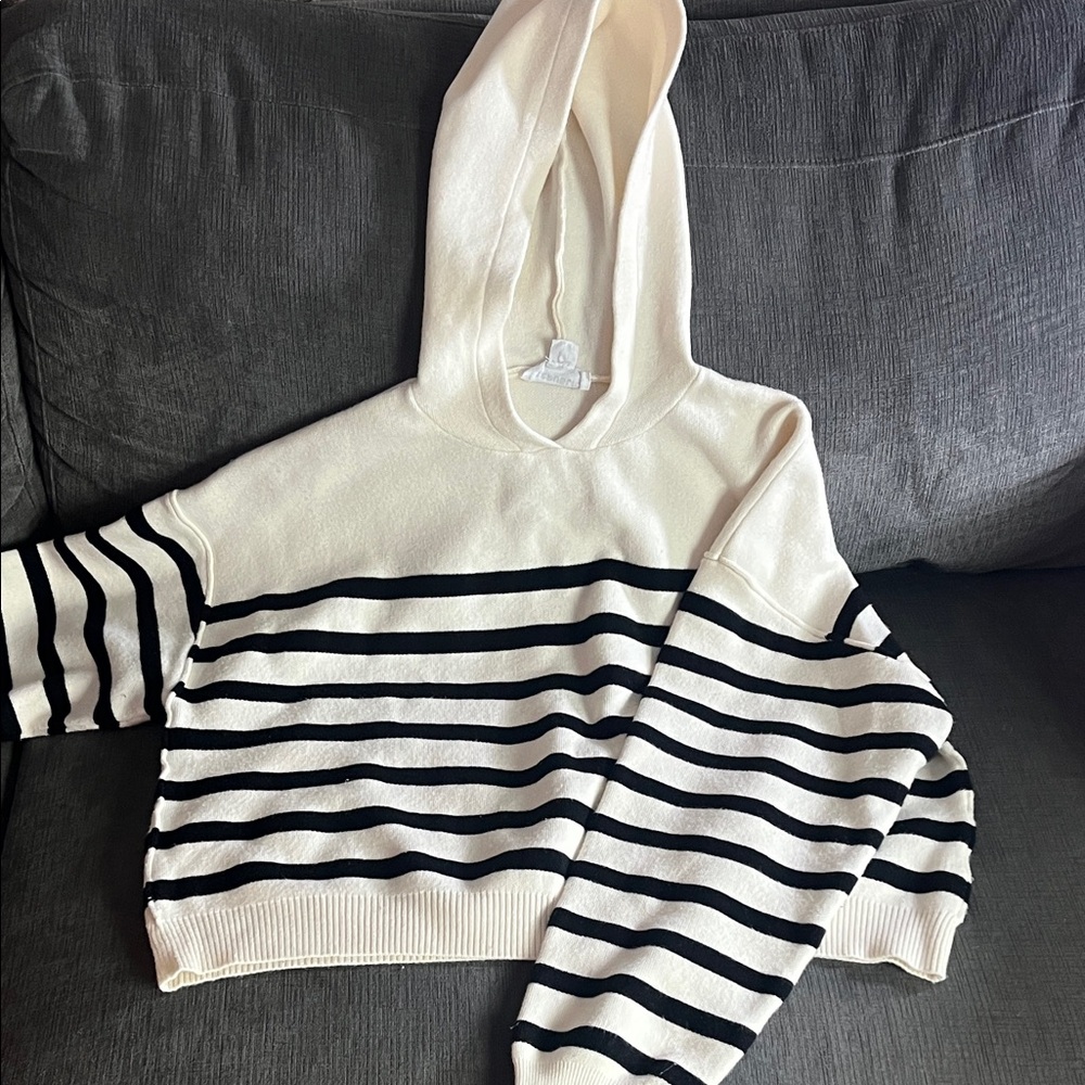 For The Republic Cream and Black Striped Sweater